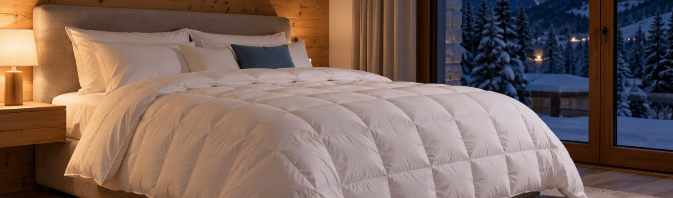 Piumino in una camera da letto riscaldata: scegliere il grado di calore corretto migliora il comfort