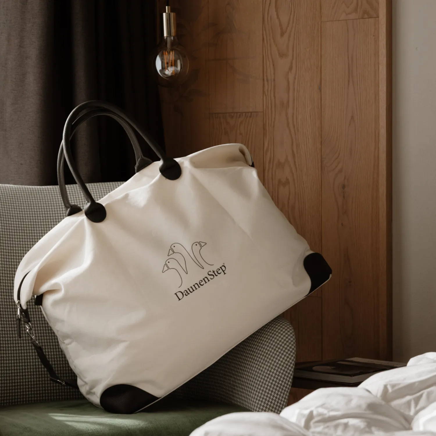 Borsa piumino in piuma celebration DaunenStep ambientata