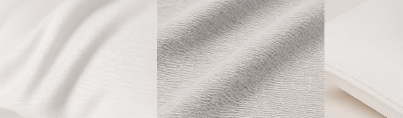 Pillowcase textures: satin, jersey, cotton/polyester blend