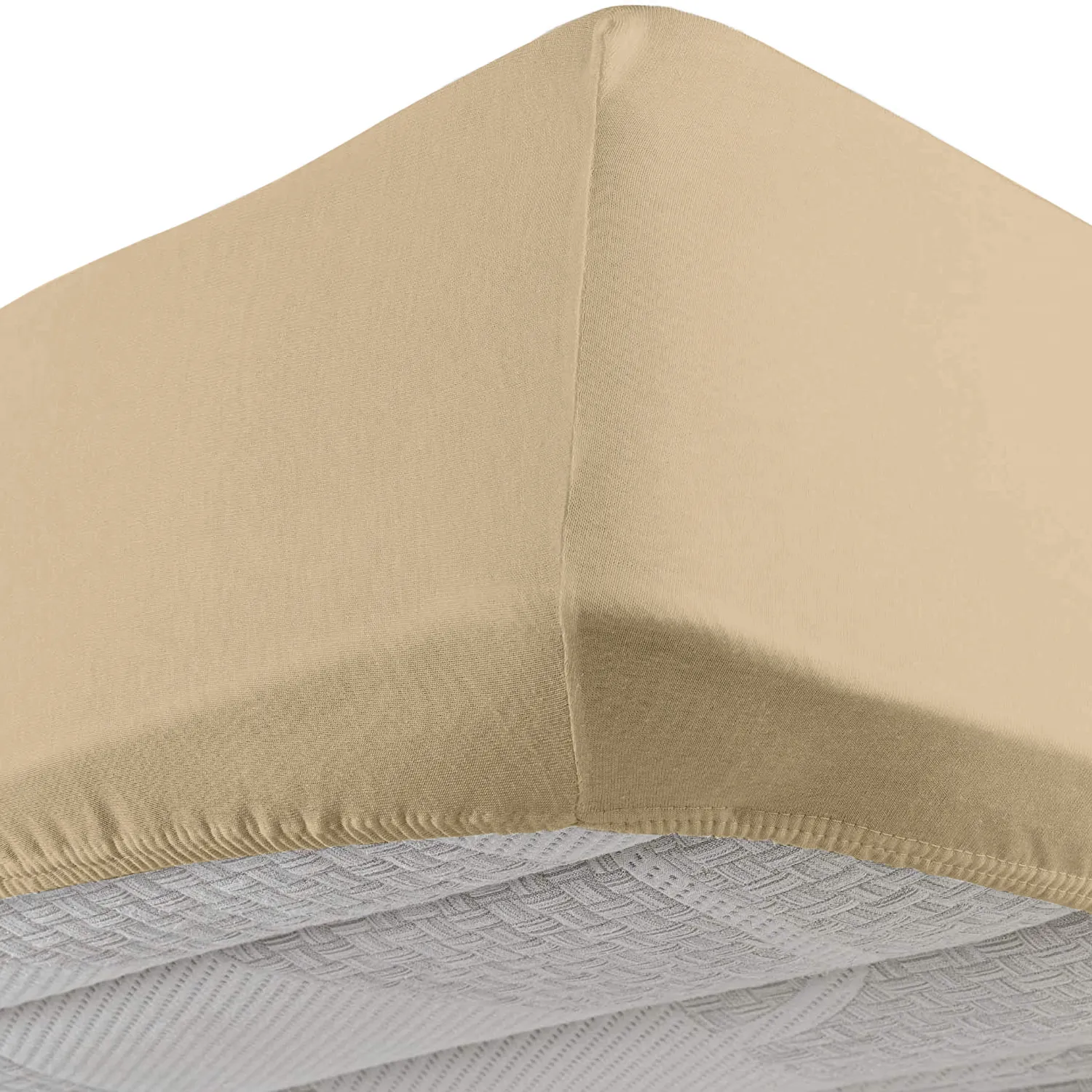 lenzuolo jersey stretch color sabbia angolare