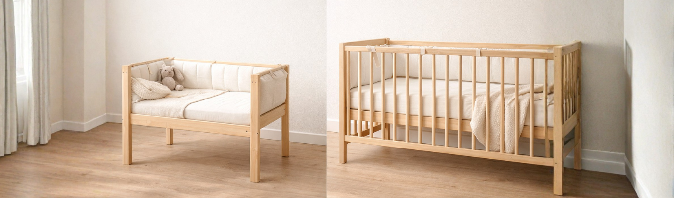 Confronto visivo tra paracolpi per culla e paracolpi per lettino