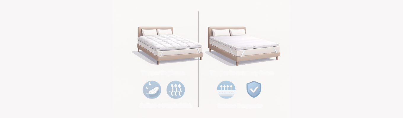 Topper in piuma vs memory foam – confronto visivo